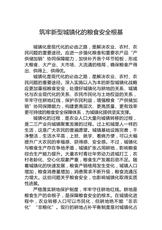 筑牢新型城镇化的粮食安全根基