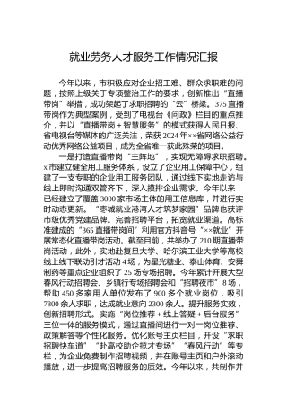 就业劳务人才服务工作情况汇报