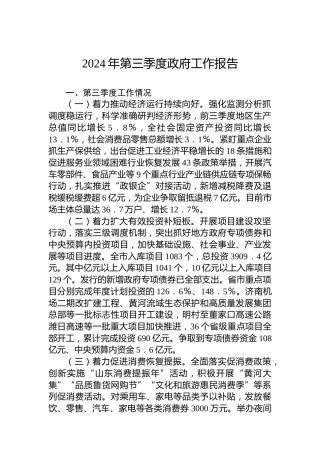 2024年第三季度政府工作报告