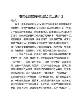 在市委巡察情况反馈会议上的讲话_1