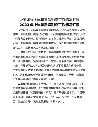乡镇团委上半年意识形态工作情况汇报