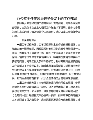 办公室主任在领导班子会议上的工作部署