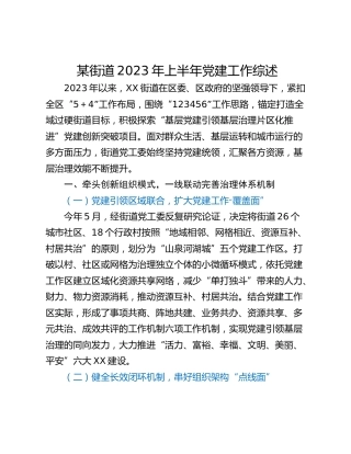 某街道2023年上半年党建工作综述
