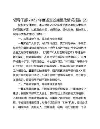 领导干部2022年度述责述廉整改情况报告 (2)