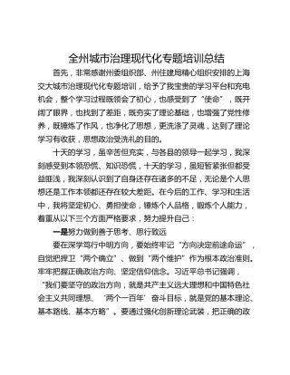 全州城市治理现代化专题培训总结