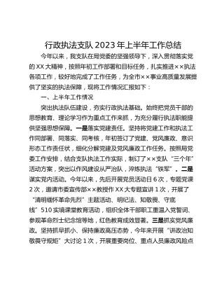 行政执法支队2023年上半年工作总结