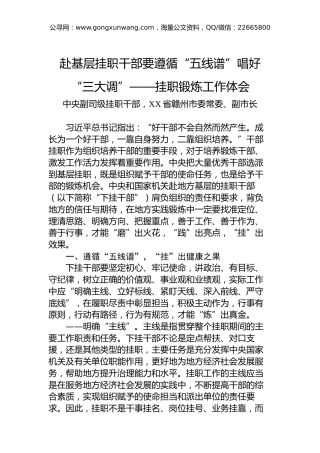 赴基层挂职干部要遵循“五线谱”唱好“三大调”——挂职锻炼工作体会