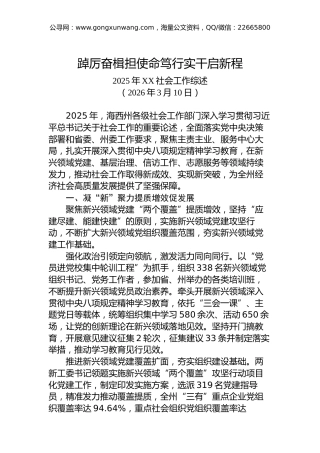 （6篇）2025年社会工作部总结、社会工作总结素材汇编（三）
