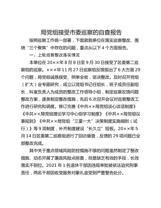 局党组接受市委巡察的自查报告