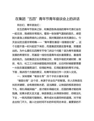 在集团“五四”青年节青年座谈会上的讲话