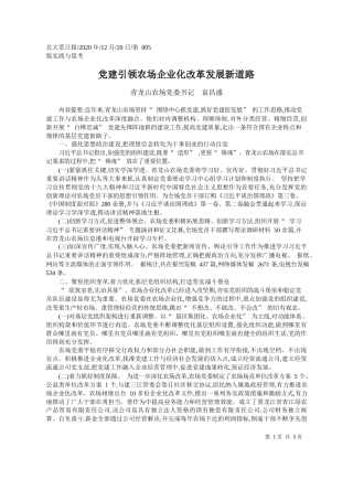 2020.12.20青龙山农场党委书记袁昌盛：党建引领农场企业化改革发展新道路