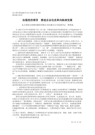 2020.12.20北大荒哈尔滨现代服务有限公司红旗分公司党委书记韩秀晶：加强党的领导推进企业化改革向纵深发展