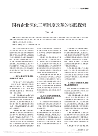 国有企业深化三项制度改革的实践探索_林瑛
