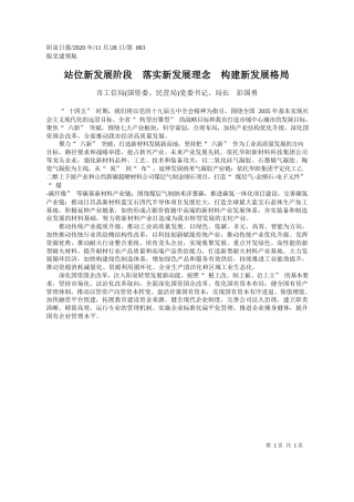 2020.11.28市工信局(国资委、民营局)党委书记、局长彭国勇：站位新发展阶段落实新发展理念构建新发展格局