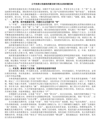 公司党委以党建高质量发展引领企业高质量发展 (1)