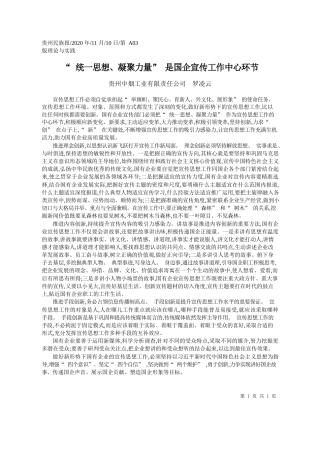 2020.11.10贵州中烟工业有限责任公司罗凌云：统一思想、凝聚力量是国企宣传工作中心环节