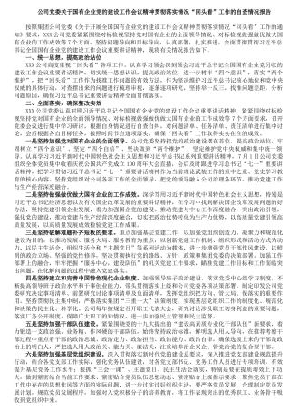 公司党委关于国有企业党的建设工作会议精神贯彻落实情况“回头看”工作的自查情况报告