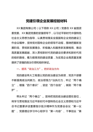 国企党建引领企业发展经验材料
