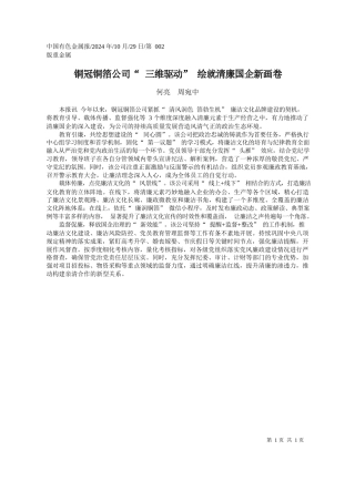 铜冠铜箔公司“三维驱动”绘就清廉国企新画卷_何亮__周宛中