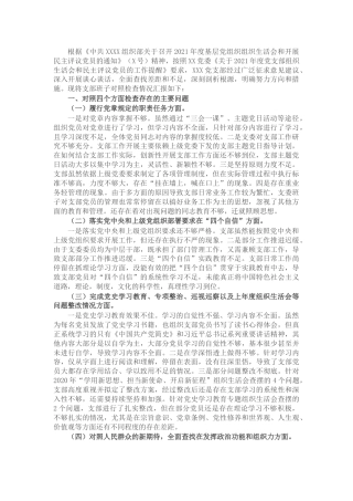 国有企业党支部2022年度组织生活会对照检查材料（四个对照）(1)