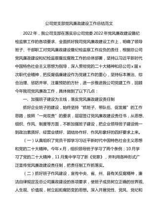 公司党支部党风廉政建设工作总结范文集团企业责任制工作汇报报告