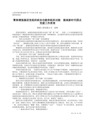聚焦增强基层党组织政治功能...提高新时代国企党建工作质效_赛鼎工程有限公司__雷婷