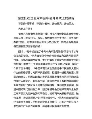 副主任在企业家峰会年会开幕式上的致辞