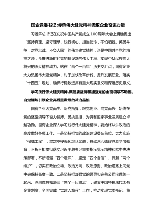 国企党委书记传承伟大建党精神汲取企业奋进力量