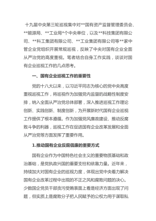 巡视工作的思考与对策：对国有企业巡视工作的思考与对策(1)