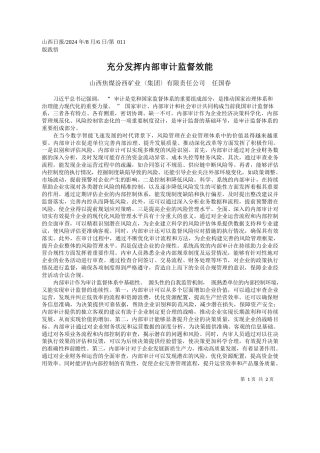 充分发挥内部审计监督效能_山西焦煤汾西矿业〈集团〉有限责任公司__任国春