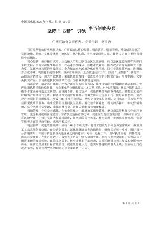 2020.07.07广西石油分公司代表、党委书记李玉杏：坚持四精引领争当创效尖兵