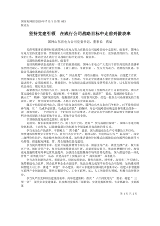 2020.07.01国网山东省电力公司党委书记、董事长蒋斌：坚持党建引领在践行公司战略目标中走前列做表率