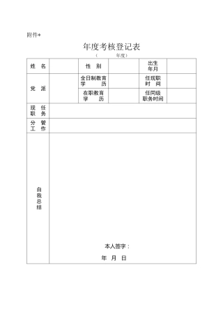 附件1：处级干部和厅管企业干部年度考核登记表