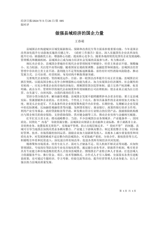王春萌：做强县域经济的国企力量