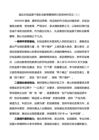 4篇国有企业纪检监察干部队伍教育整顿研讨发言材料（集团公司）