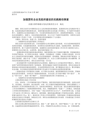 内蒙古国华准格尔发电有限责任公司杨光：加强国有企业党组织建设的实践路径探索