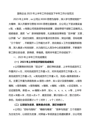 国有企业2023年上半年工作总结及下半年计划集团公司业务汇报报告