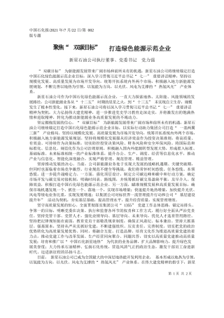 新星石油公司执行董事、党委书记党力强：聚焦双碳目标打造绿色能源示范企业