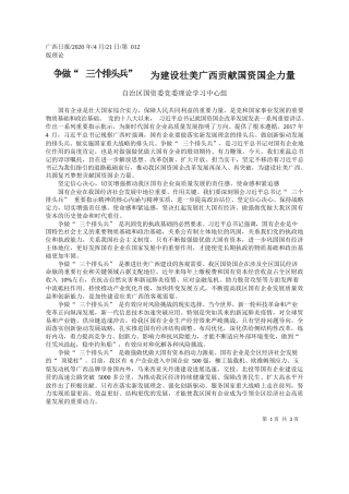 2020.04.21自治区国资委党委理论学习中心组：争做三个排头兵为建设壮美广西贡献国资国企力量