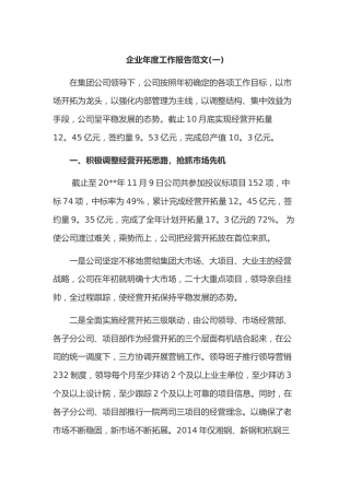 (2篇)企业年度工作报告范文