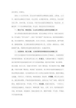 国企在党的二十大安保维稳工作动员部署大会上的表态发言（企业信访）.d