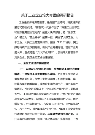 工业企业培大育强的调研报告（2024.06）