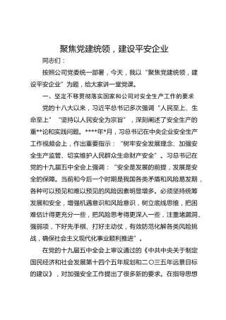 聚焦党建统领，建设平安企业