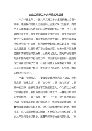 企业工商联二十大开幕式观后感