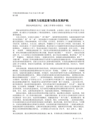 国家电网党组书记巡视工作领导小组组长辛保安：以强有力巡视监督为国企发展护航