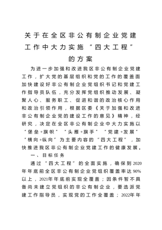 20200407：关于在全区非公有制企业党建工作中大力实施“四大工程”的方案