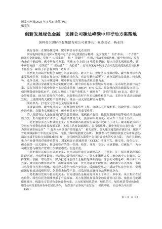 国网英大国际控股集团有限公司董事长、党委书记杨东伟：创新发展绿色金融支撑公司碳达峰碳中和行动方案落地