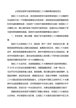 二十大精神情况报告范文集团企业盛会报告工作汇报总结