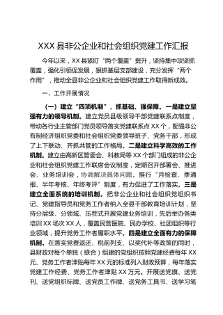 XXX县非公企业和社会组织党建工作汇报​