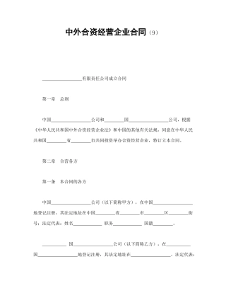 中外合资经营企业合同（9）(1)